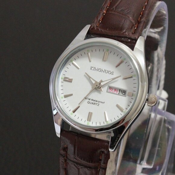 Women\'s Contemporary Dress Watch Silver With Brown Strap 28mm main image 12